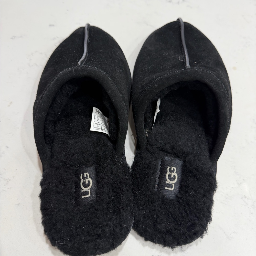UGG Black Suede Slip-On Slippers - Picture 3 of 7